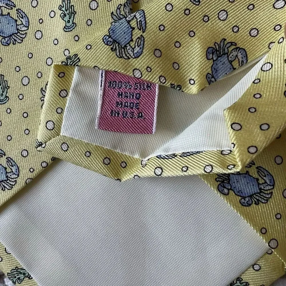 Vineyard Vines Neck Tie Silk Yellow Crab Under The Sea Preppy Mens